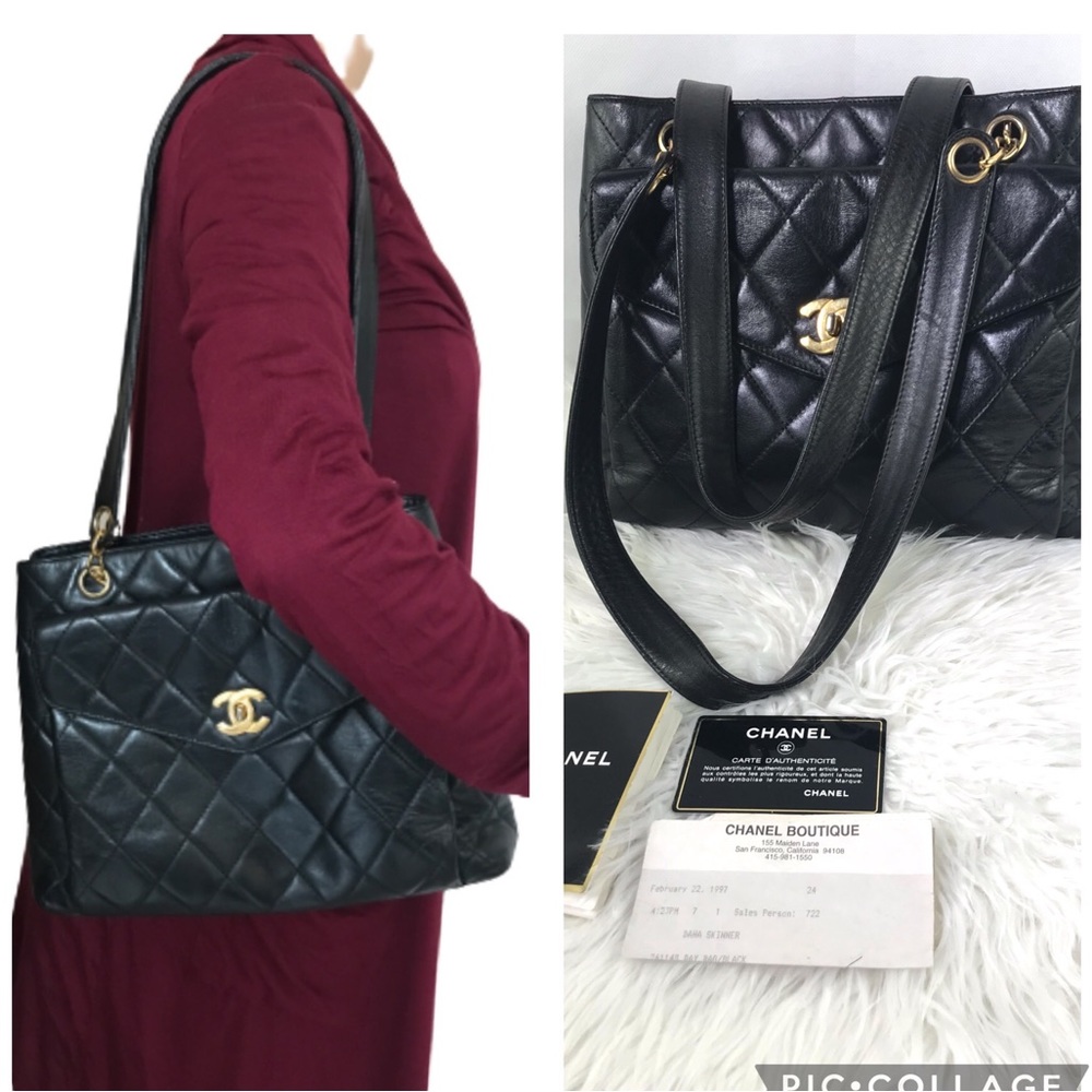 💎Chanel💎  leather zipper tote with receipt